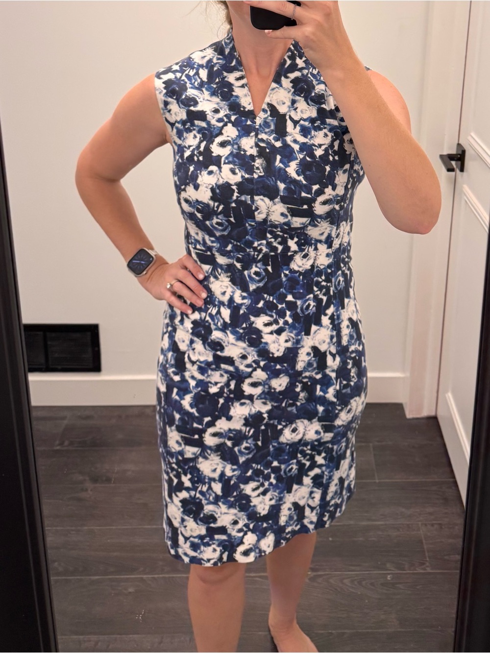 MM Lafleur Navy Aditi Dress in Blue and White Floral
